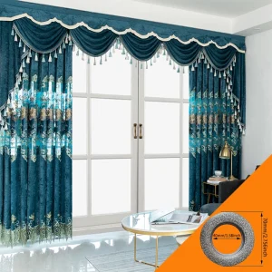 2 pcs Chenille embroidered blackout curtains