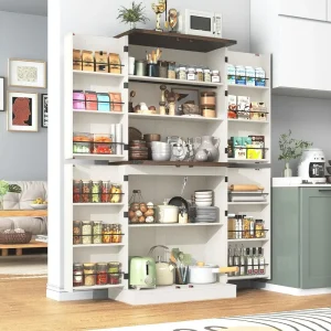 Rustic White Kitchen Pantry Cabinet