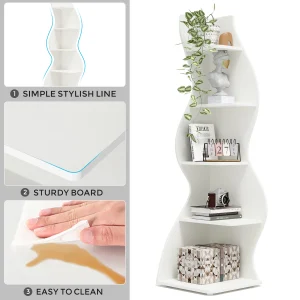 Corner Shelf, Modern 5-Tier Wall Corner Bookshelf